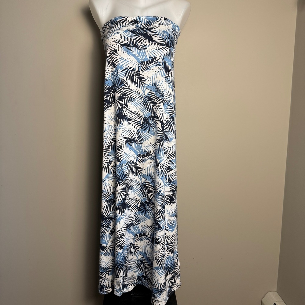 URBAN COCO Tropical‎ Leaf Print Strapless Maxi Dress Women's Size M Resort Chic